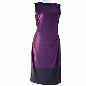 Ralph Lauren Purple & Black Sleeveless Midi Sheath Dress